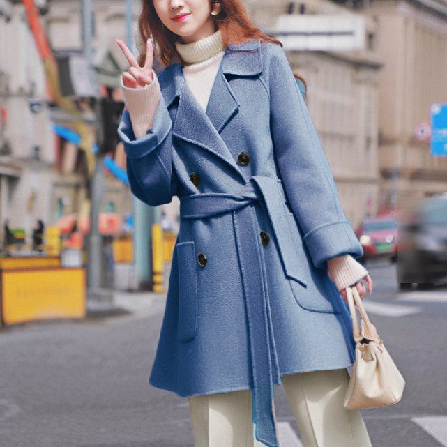 双面羊绒大衣女中长款2026新款赫本风韩版小个子显瘦毛呢外套