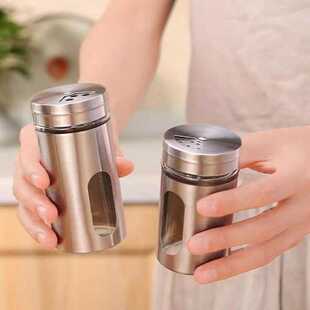 不锈钢玻璃调料罐多功能户外烧烤瓶胡椒粉孜然佐料调味盒撒料盐罐