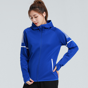 秋冬加绒连帽跑步外套拉链开衫保暖健身衣长袖宽松户外运动服女