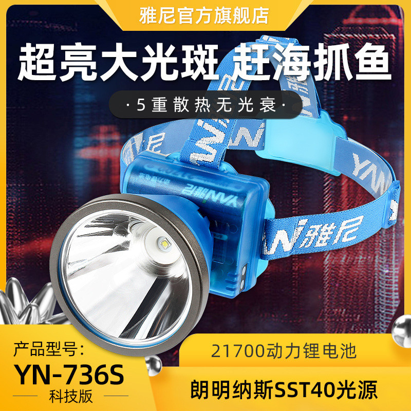 雅尼头灯续航户外矿灯强光超亮