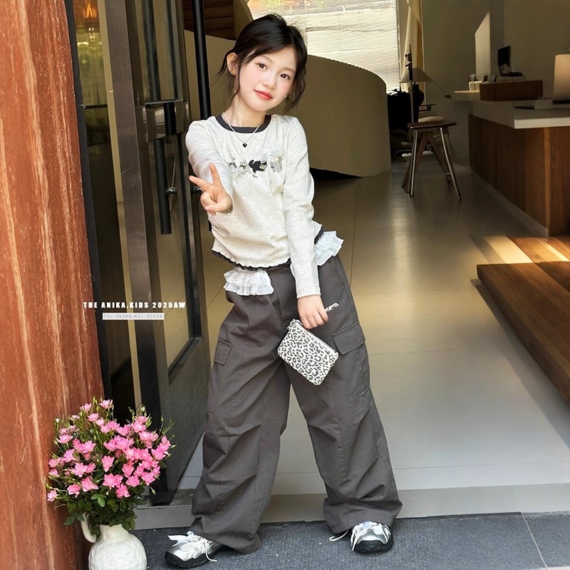 女童长袖T恤秋装2025新款