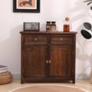 全实木桐木中式 餐边柜碗柜储物柜一体橱柜茶水柜客厅餐厅收纳柜子