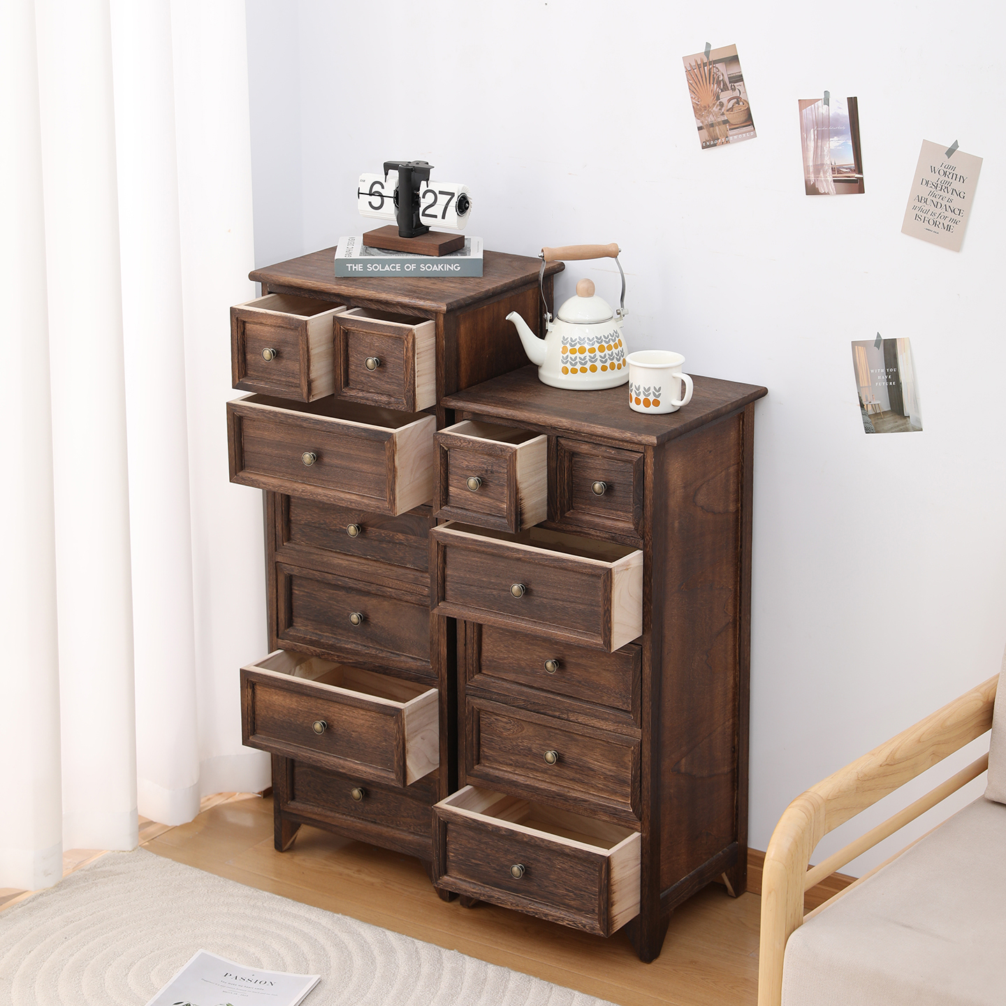 实木五斗柜美式复古小柜子