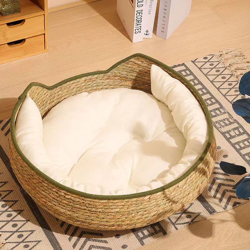 猫窝四季通用猫抓板藤编可拆洗草编家用宠物猫用品