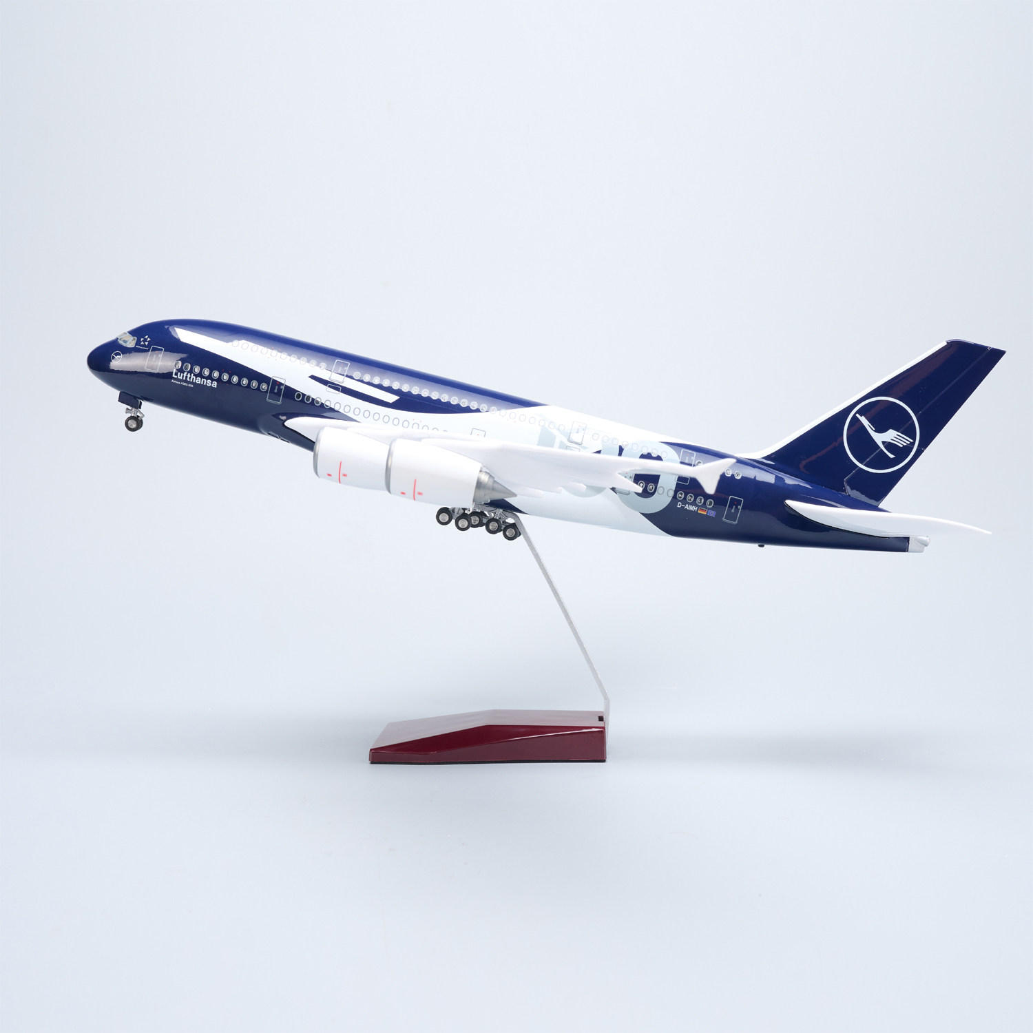 带声控灯45cm汉莎航空A380飞机模型百年纪念客机仿真礼品摆件收藏