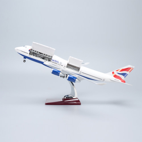带灯可开舱盖英国航空747仿真客机飞机模型拼装摆件收藏礼物