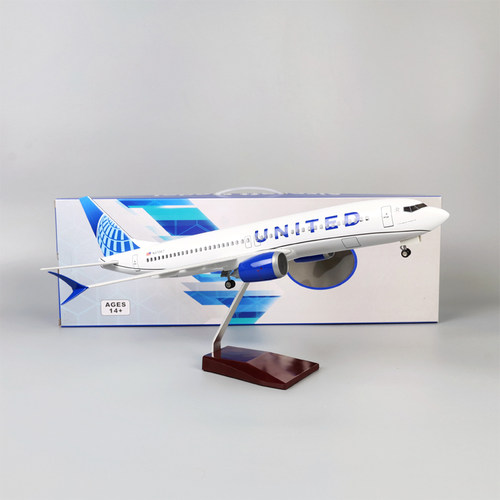 【带轮子带灯】美国联合航空美联航737MAX仿真客机飞机模型摆件