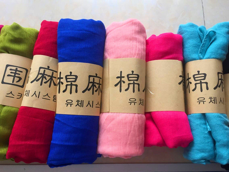 棉麻披肩夏季年会礼品红丝巾定制