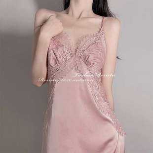 吊带蕾丝新款 女庄园睡衣性感2020睡裙玫瑰粉红色秋冬季