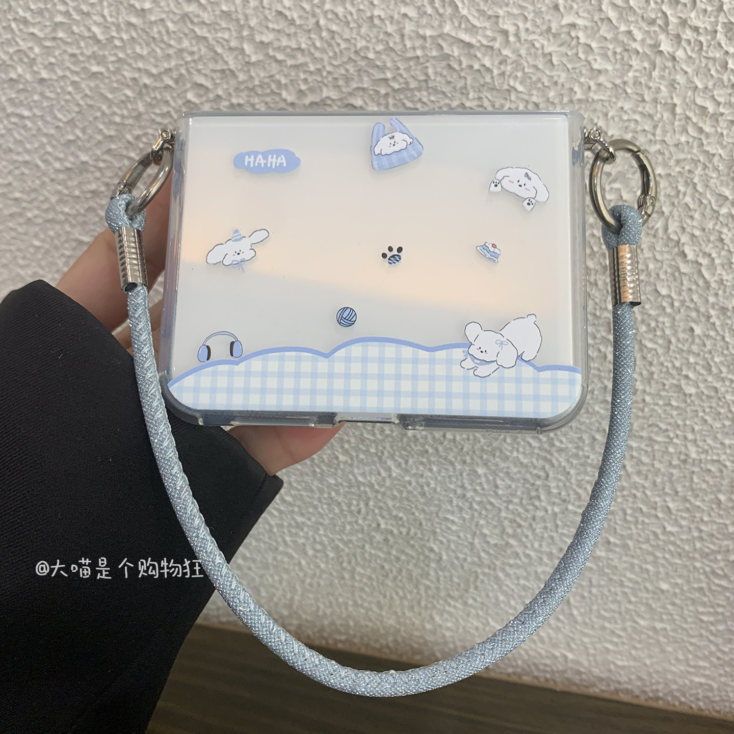 日韩可爱卡通袋子小狗手机壳适用于华为Purax软壳三星zflip7/6/5保护壳N3Flip 小米Mixflip 荣耀MagicVFlip