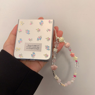 电镀银小碎花手机壳适用于三星zflip7 6防摔oppofindn3flip翻盖华为pocket2荣耀Magicvflip小清新小米mixflip