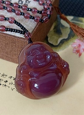 正龙珠宝女士玉髓笑佛毛衣链