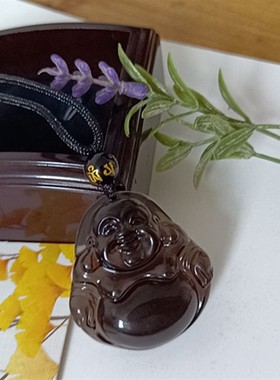 女款冰曜石笑佛弥勒佛玉坠