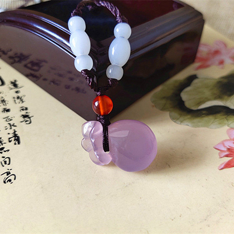 天然冰种玉髓小福袋吊坠迷你可爱粉紫钱袋招财纳福配饰保平安玉坠