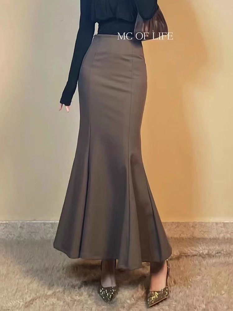 高级感原创复古小众法式鱼尾半裙春秋新款包臀裙高腰显瘦修身长裙,女装/女士精品,半身裙,淘宝优惠券,粉丝福利购,淘宝优惠卷