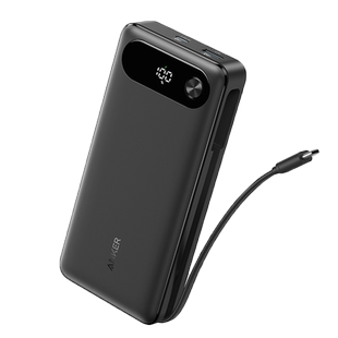 Anker安克自带线typec充电宝87W多口PD65W双向快充20000mAh适用华为苹果笔记本电脑iPhone15小巧便携移动电源