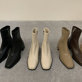 复古短筒时装 英伦风小短靴女2024年秋季 好穿法式 靴粗跟弹力马丁靴