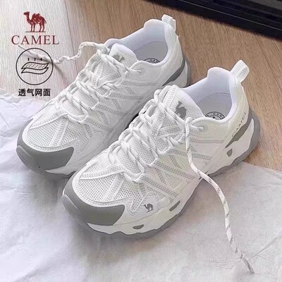 骆驼女鞋春秋新款户外运动鞋白色