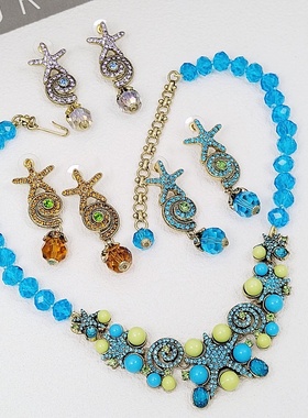 男女海洋生物项链耳饰通透优雅