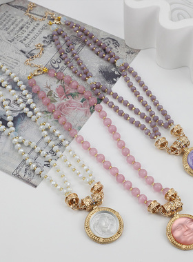 中古饰品KF新款睡美人摩恩脸设计优雅精致轻奢小众轻奢高级感项链