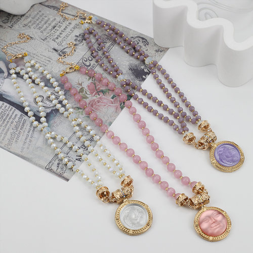 中古饰品KF新款睡美人摩恩脸设计优雅精致轻奢小众轻奢高级感项链
