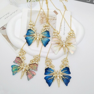 莉杭饰品AB鬼才设计师蝴蝶造型甜美优雅镶钻精致醒目多色潮流项链