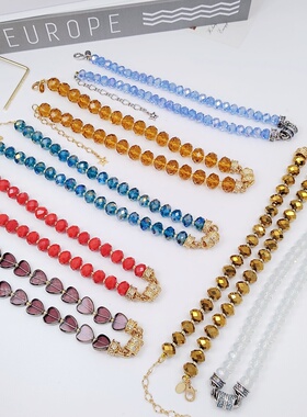 莉杭饰品KF设计感精致水晶玻璃珠搭配炫彩精美色彩感小众磁吸项链