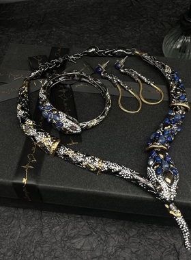 AB男女蛇项链重工立体镶钻个性