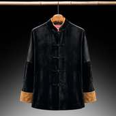 男青年春秋季 中式 立领盘扣宽松休闲长袖 唐装 外套中国风连肩袖 上衣
