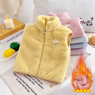 冬季新款毛绒绒加厚儿童马甲男女童保暖拉链背心时尚休闲外套上衣