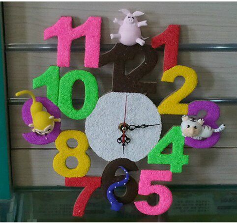 木质儿童DIY彩绘时钟板，粘土彩泥超轻土，益智动手 数字时钟配件