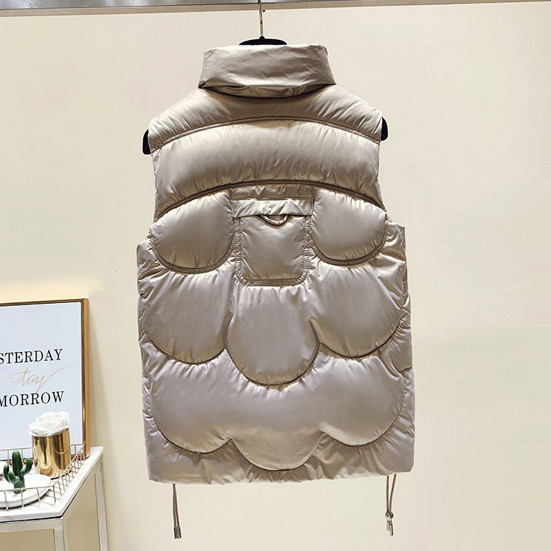 新品冬季韩版百搭免洗棉服马甲洋气宽松保暖立领背心马夹外套女