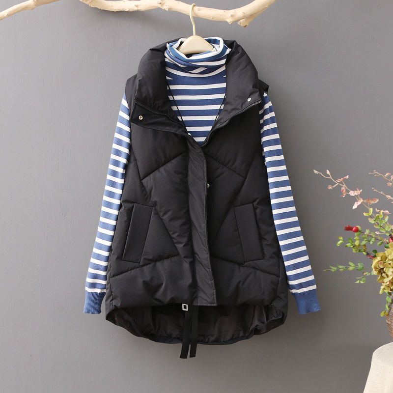 棉马甲女外穿秋冬新款韩版不规则小众宽松大码立领马夹坎肩外套潮