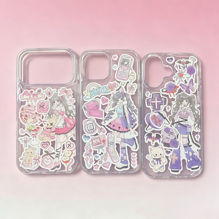 可爱甜心女孩适用苹果18promax 17手机壳oppoReno16华为pura80小米17 vivox300 s50荣耀500红米note15一加15