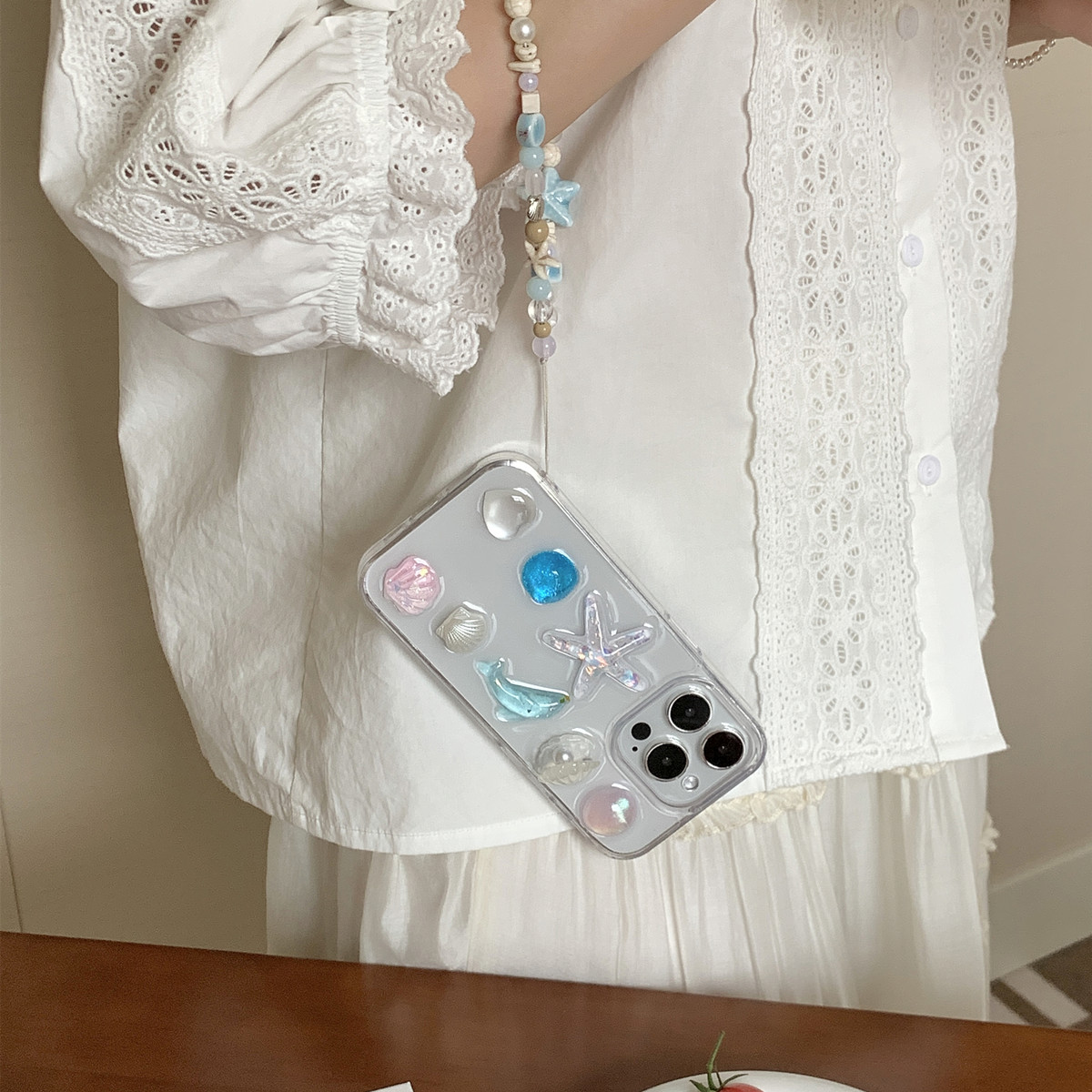 海星贝壳适用OPPOReno14 13 12 11 10 9 8pro海洋风手链手机壳立体滴胶7se 6 5k 4 3少女心Findx7 x8保护套x5
