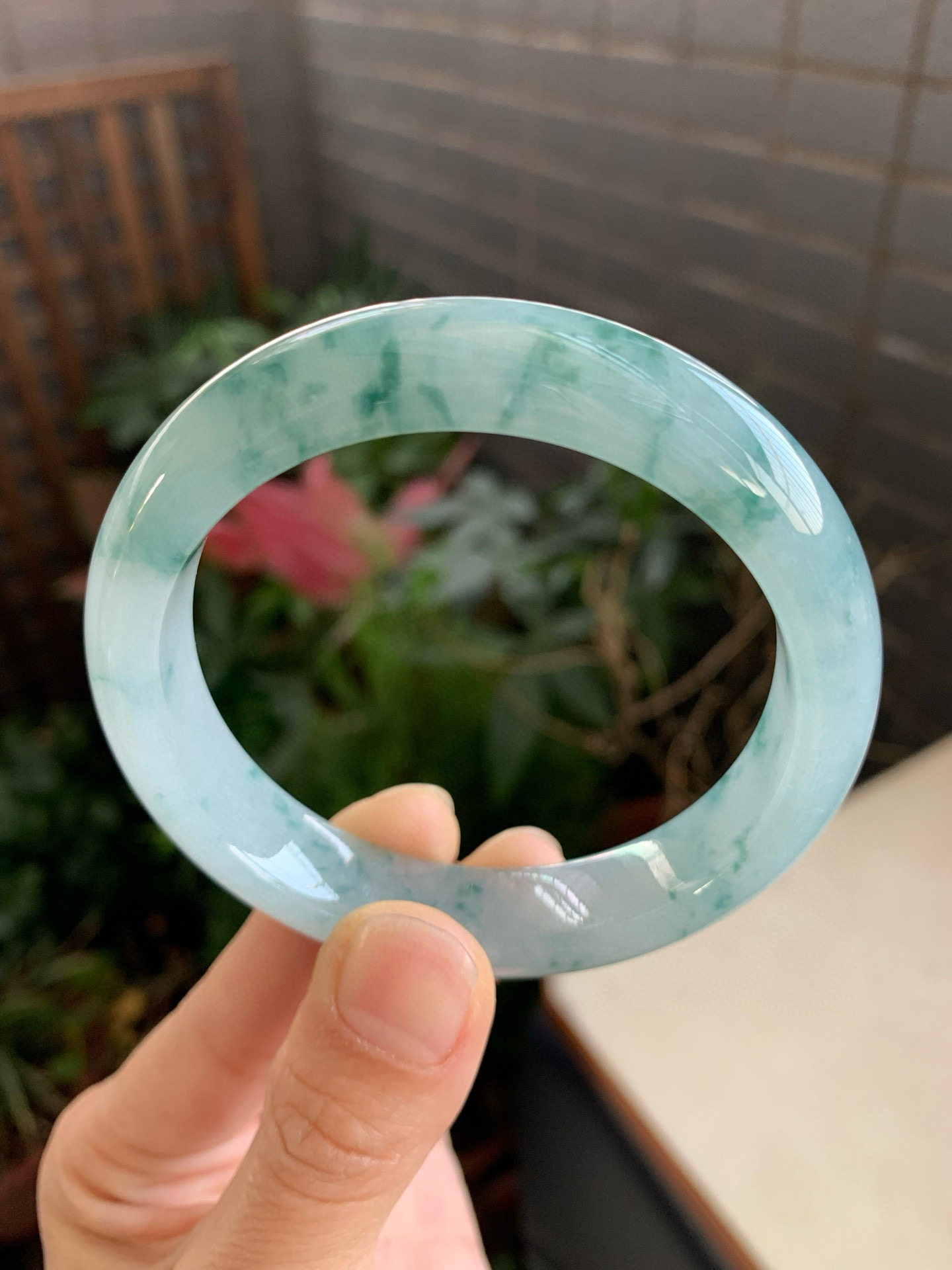 56圈口缅甸天然A货翡翠冰飘花正圈手镯肉质细腻冰透带证书