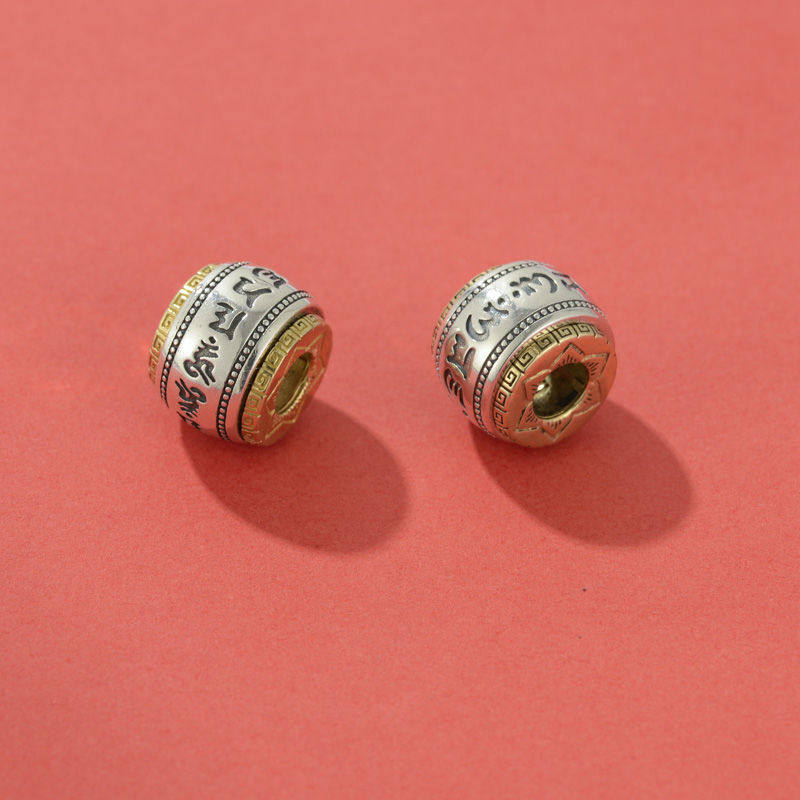 藏式六字真言桶珠DIY隔珠配件珠