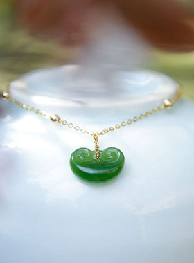 女士款简约锁脚链碧玉