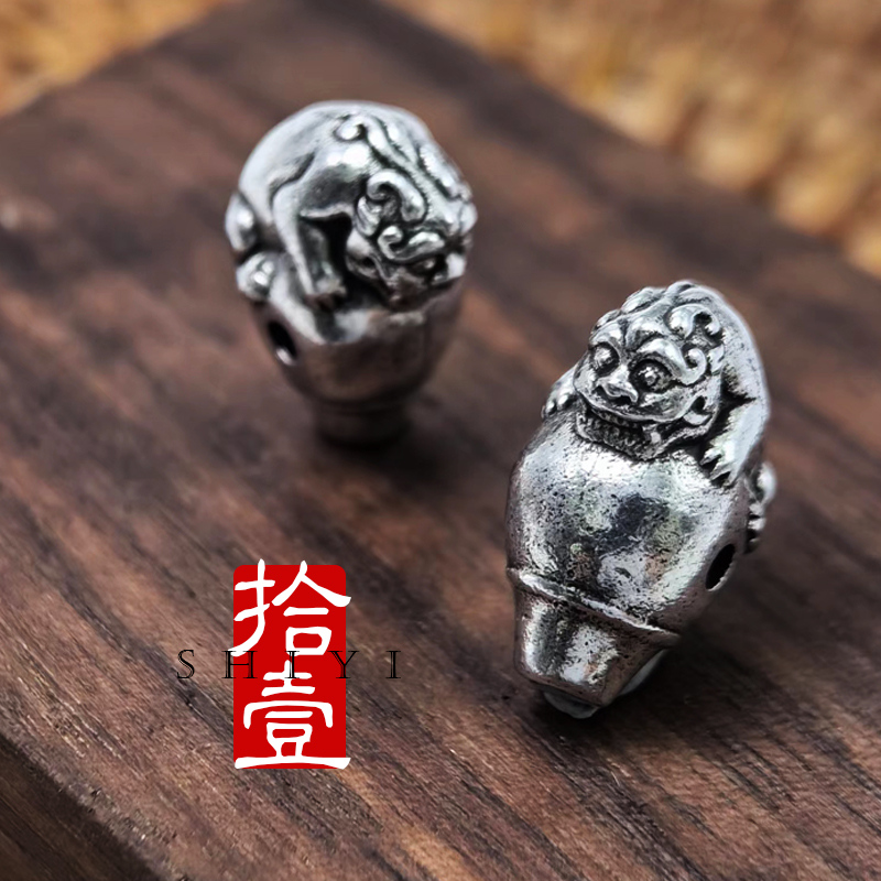 藏式貔貅佛头三通DIY文玩配件珠