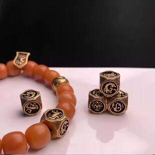 S925纯银四大神兽隔珠方形散珠泰银四象佛珠饰品DIY手串配件材料