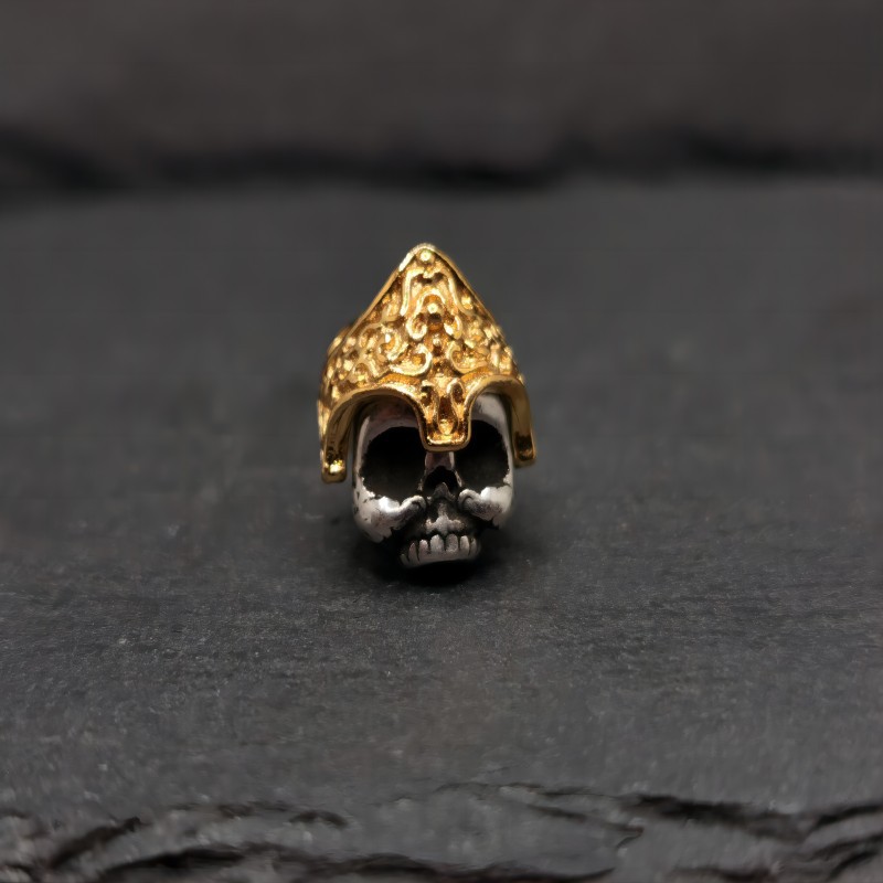 意大利8K金工艺藏式骷髅头盔铠甲文玩配饰配珠顶珠腰珠diy配件珠