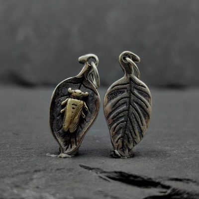 S925银一鸣惊人叶婵吊牌小吊坠