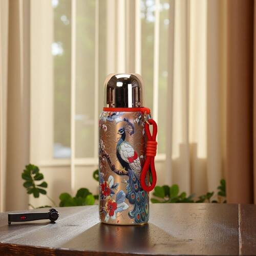 国潮新款316孔雀锦鲤复古保温杯女生简约印花时尚水杯便携