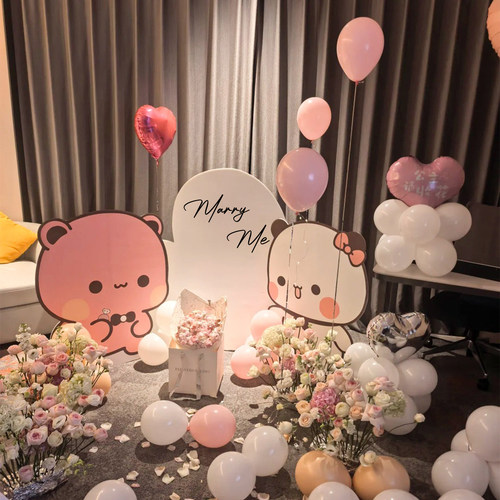 一二布布求婚室内布置装饰立牌520表白氛围kt板告白仪式全套场景