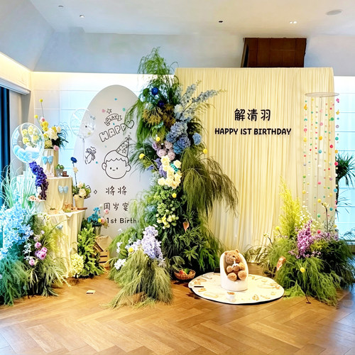 韩式周岁生日布置仿真花定制kt板