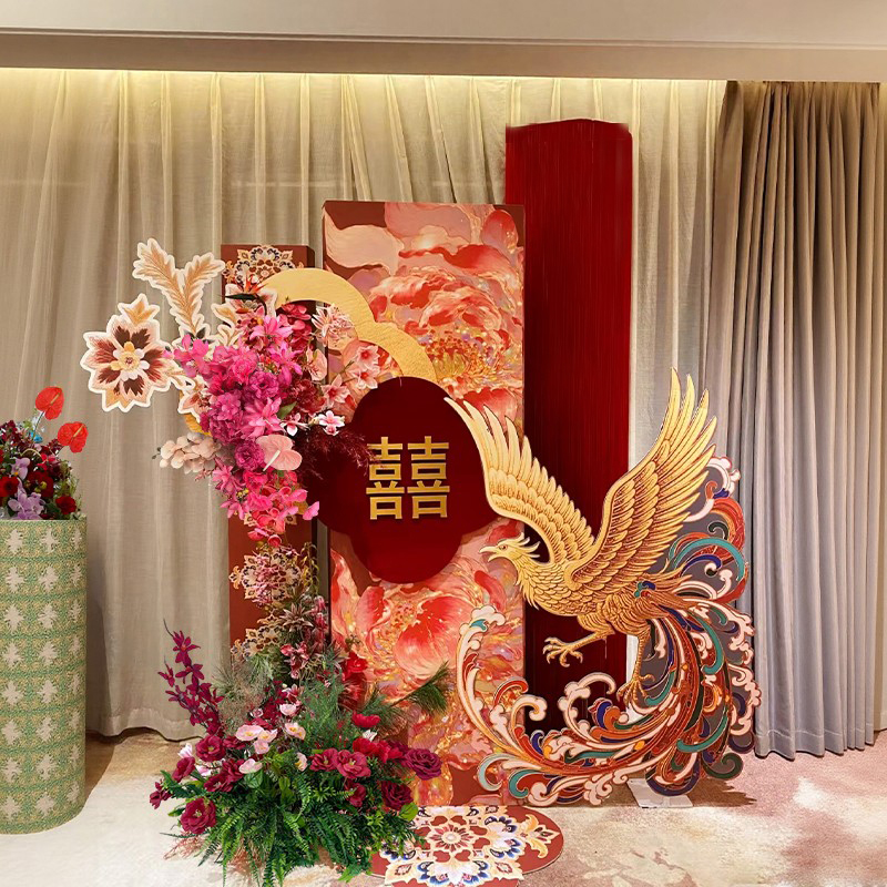 新中式婚房布置装饰kt板