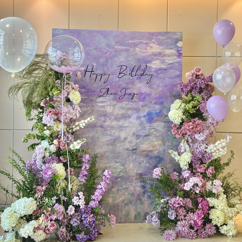莫奈紫色睡莲kt板油画风订婚求婚生日背景周岁百日宴布置套装场景,节庆用品/礼品,装扮布置套餐,淘宝优惠券,粉丝福利购,淘宝优惠卷