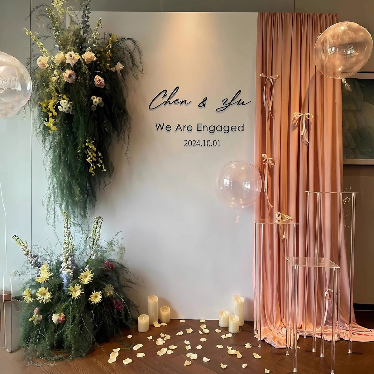 家有喜事韩式订婚布置装饰摆件全套简约白色摆台高级kt板定制背景,节庆用品/礼品,节日装扮用品,淘宝优惠券,粉丝福利购,淘宝优惠卷