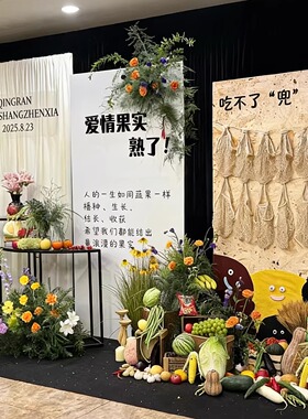 订婚布置装饰全套摆台韩式布幔果蔬结婚礼迎宾区高级酒店定制kt板