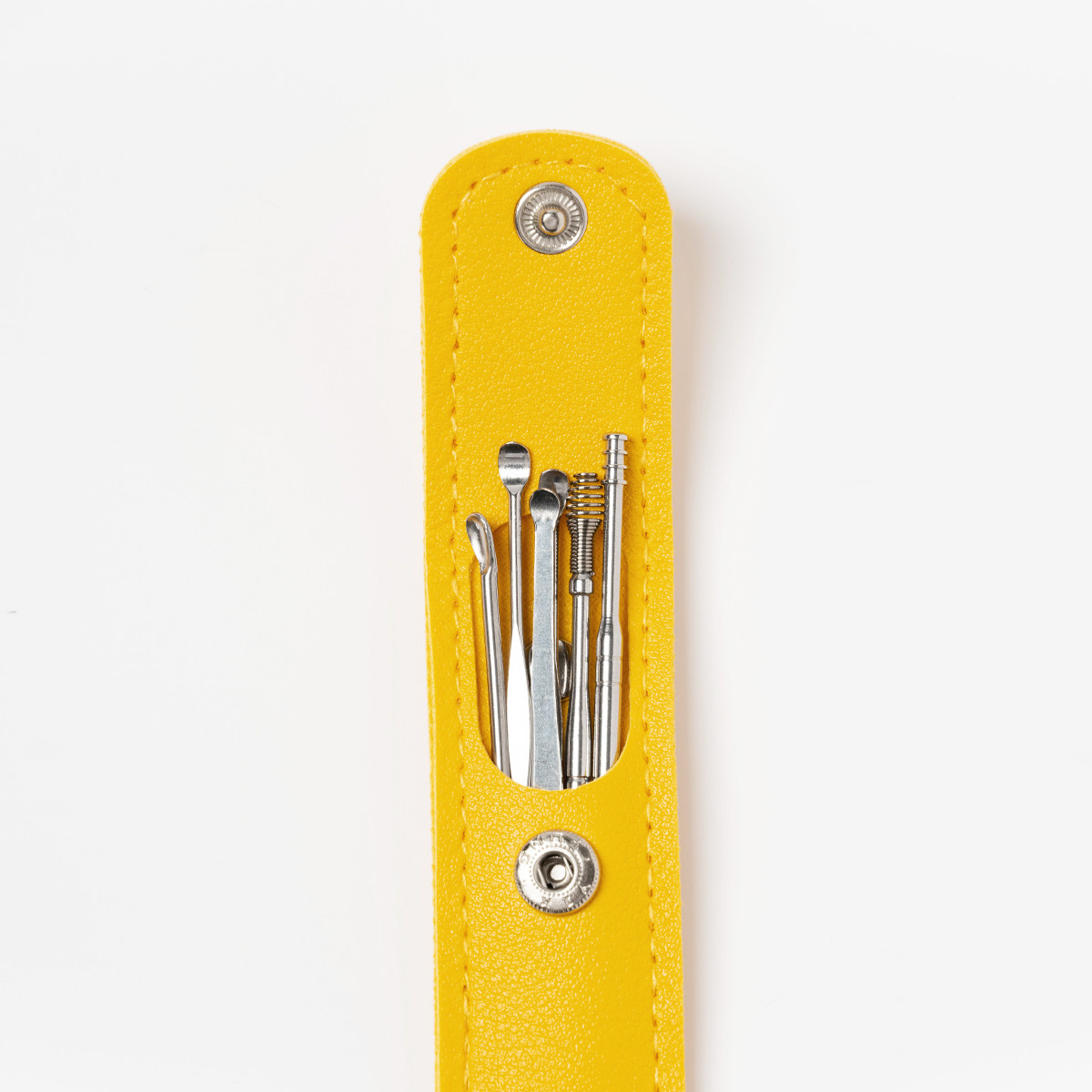 不锈钢掏耳勺6件套装螺旋挖耳勺掏耳勺便携清洁收纳皮套